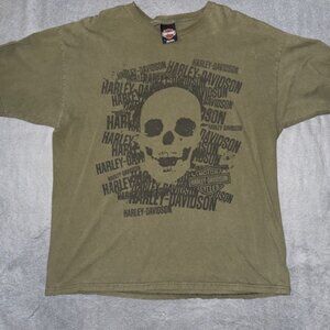 Harley‑Davidson Texoma Sherman TX Skull Graphic Bravado T‑Shirt Men’s XL Green
